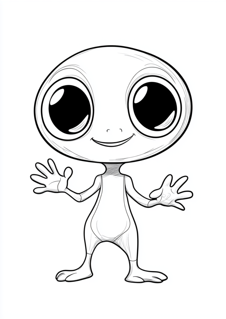 Dibujo de un alien sonriente para colorear