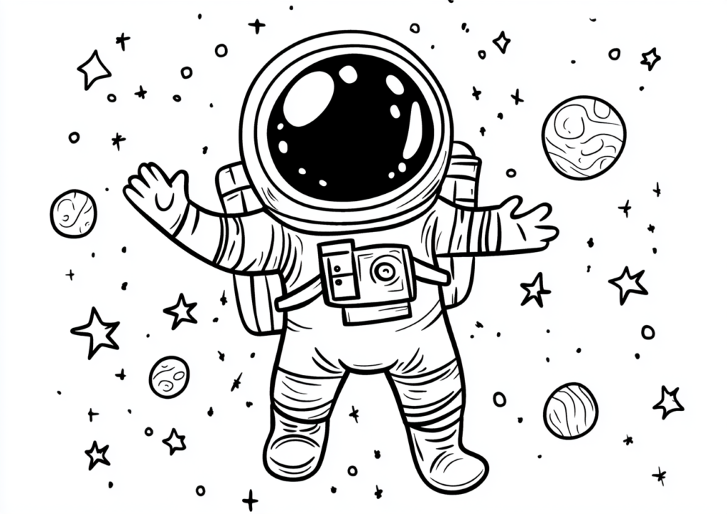 Dibujo sencillo de un astronauta para colorear