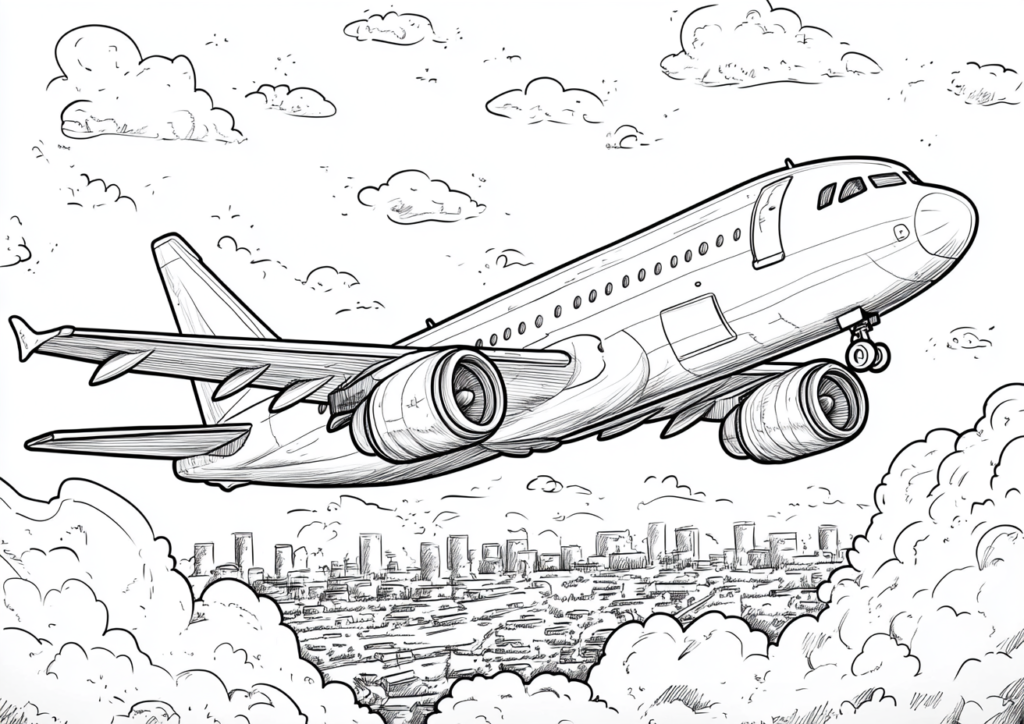 Dibujo de un avión detallado para colorear