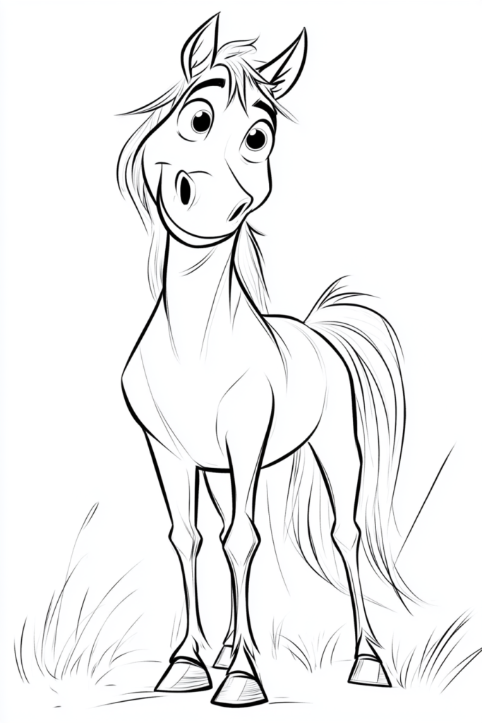 Dibujo de un caballo de pie para colorear