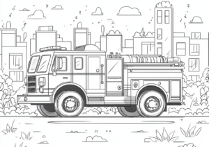 Camión de bomberos en la ciudad