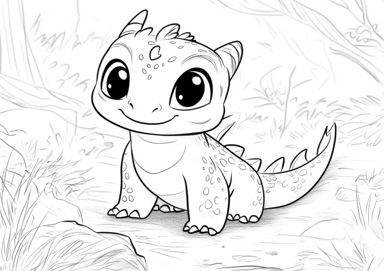 Dibujo de un dragón adorable para niños