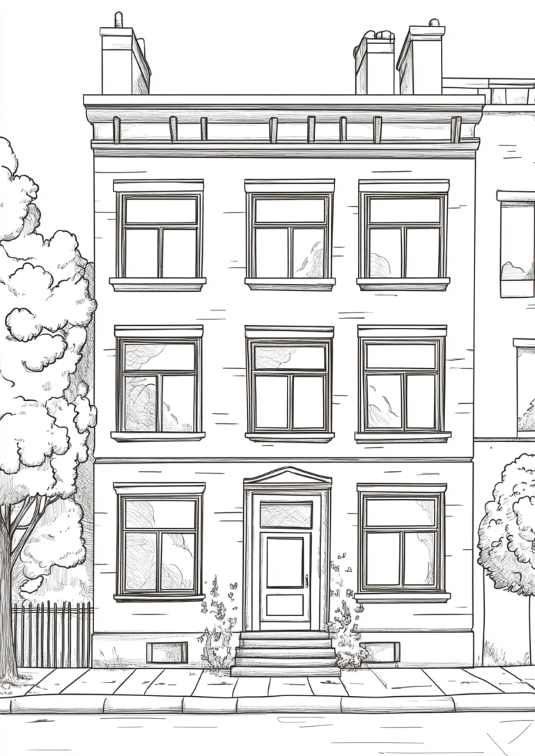 Dibujo de un edificio detallado para imprimir