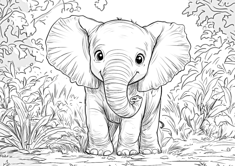 Dibujo de un elefante pequeño para colorear