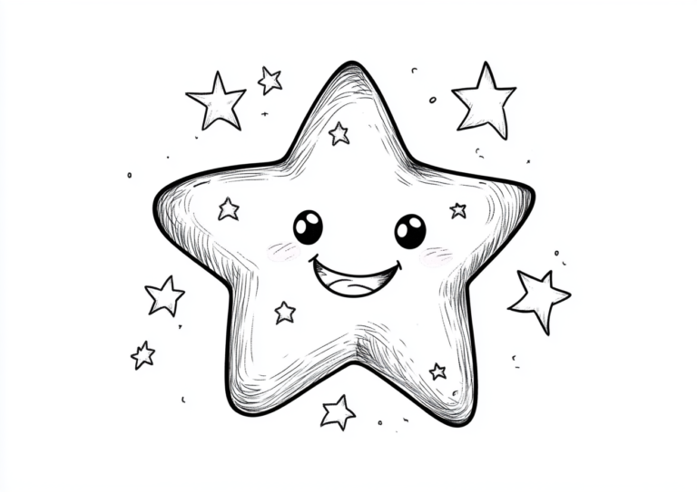 Dibujo sencillo de una estrella sonriente para niños