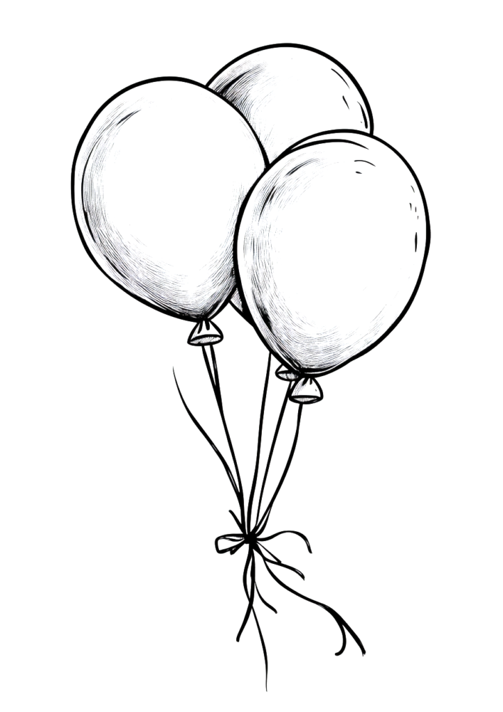 Dibujo de globos volando para niños