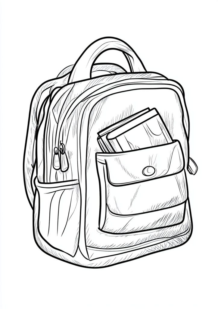 Dibujo de mochila detallado para imprimir