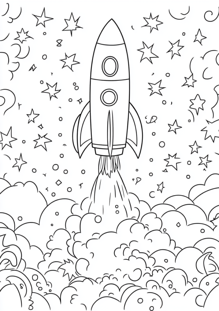 Dibujo detallado para niños de una nave espacial