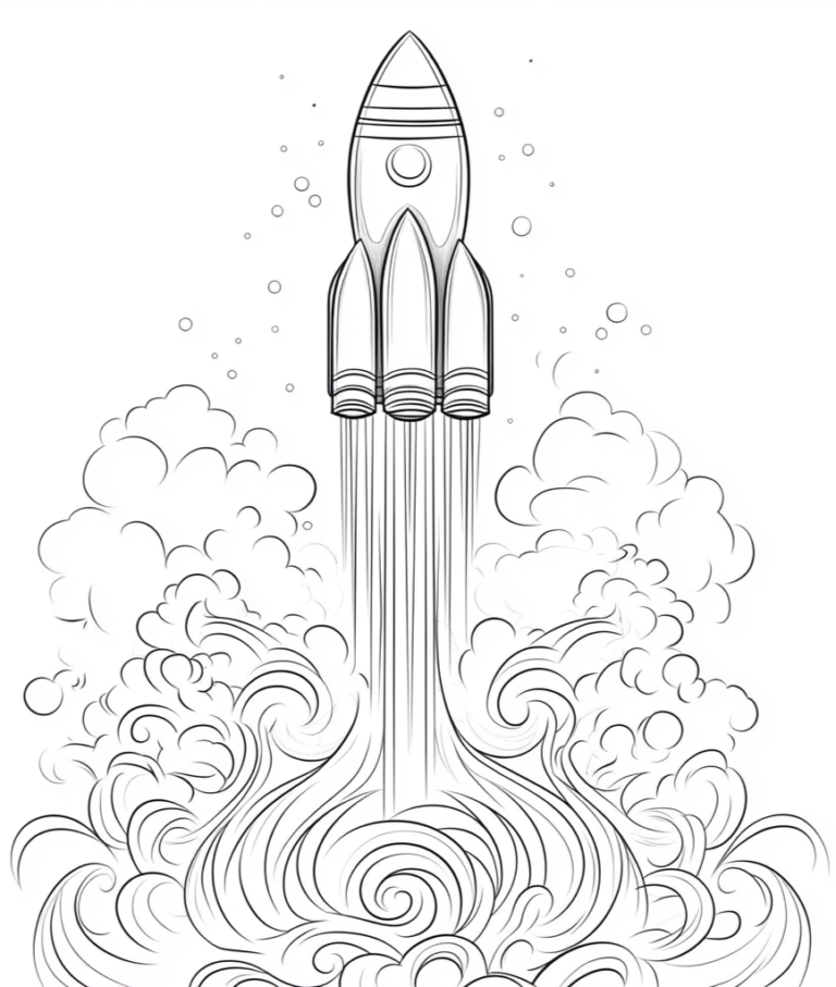 Dibujo fácil de un cohete espacial despegando