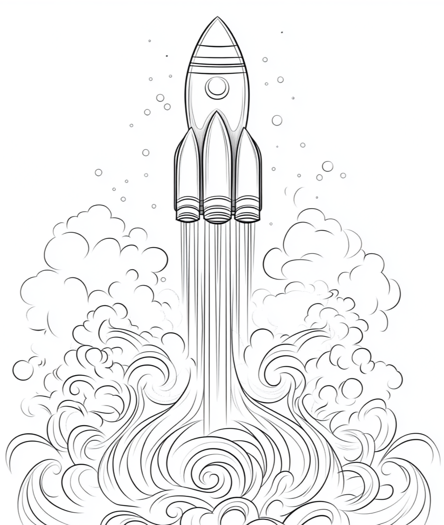 Dibujo fácil de un cohete espacial despegando