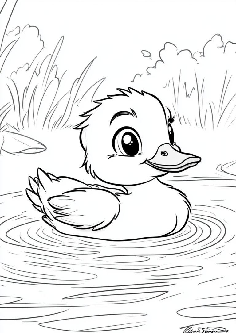 Dibujo de un pato flotando en el agua para colorear