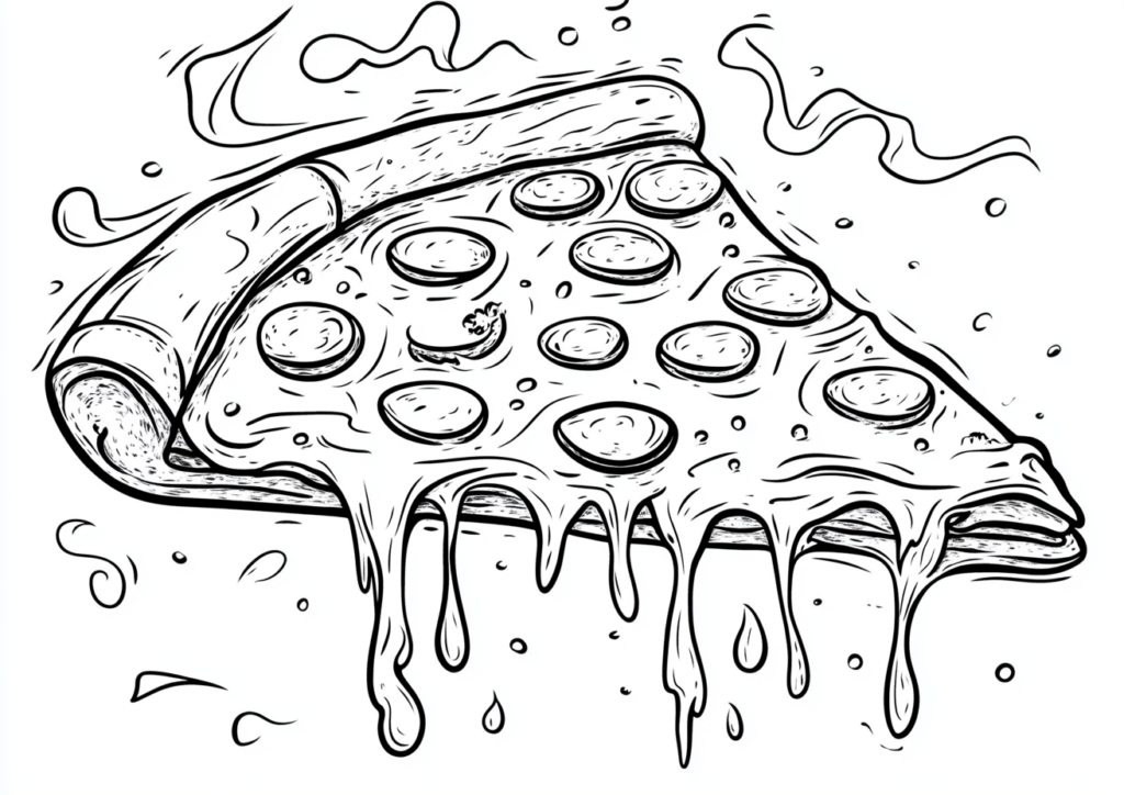 Dibujo de trozo de pizza para colorear