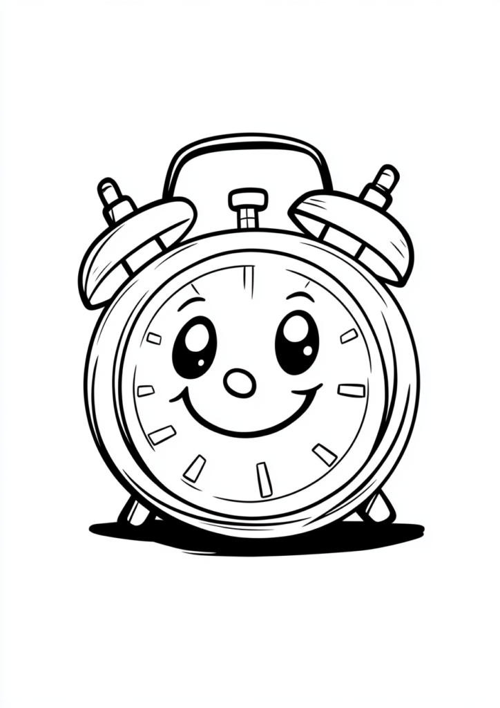 Dibujo de reloj feliz para colorear fácil