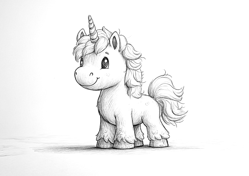 Dibujo de unicornio adorable para colorear