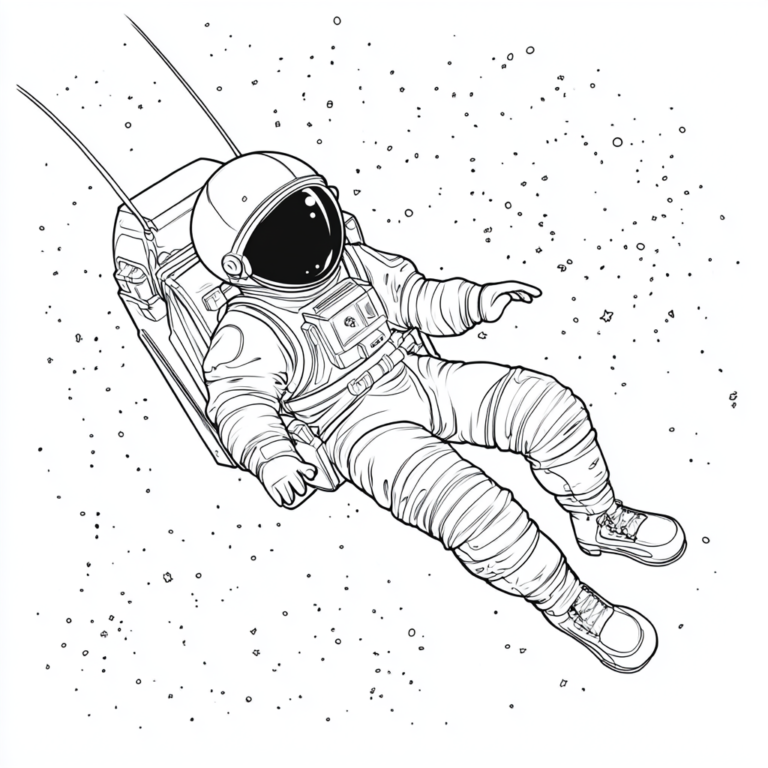 Dibujo para colorear de un astronauta detallado