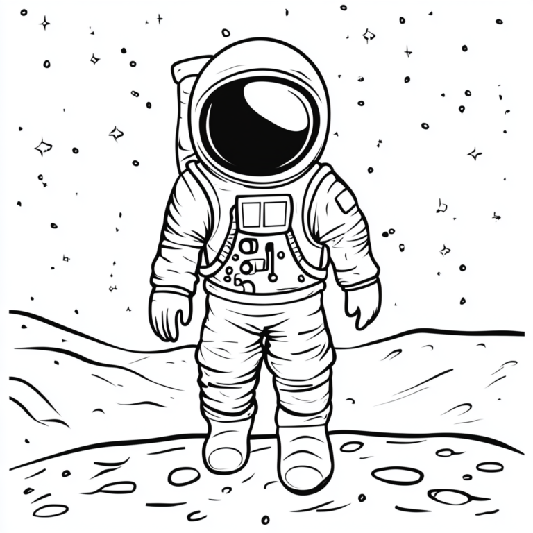 Dibujo sencillo de un astronauta para colorear