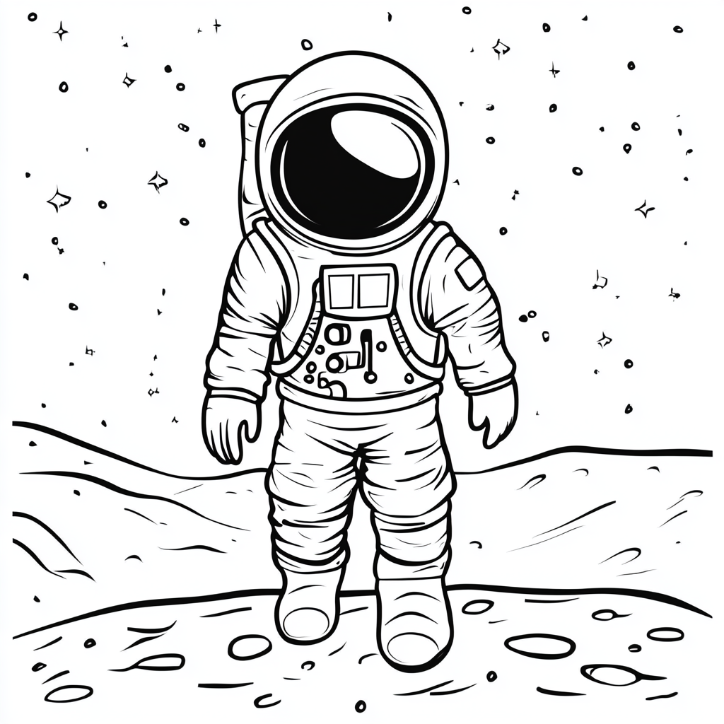 Dibujo sencillo de un astronauta para colorear