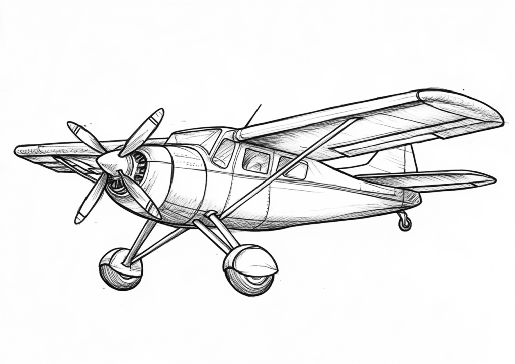 Dibujo sencillo de una avioneta para colorear