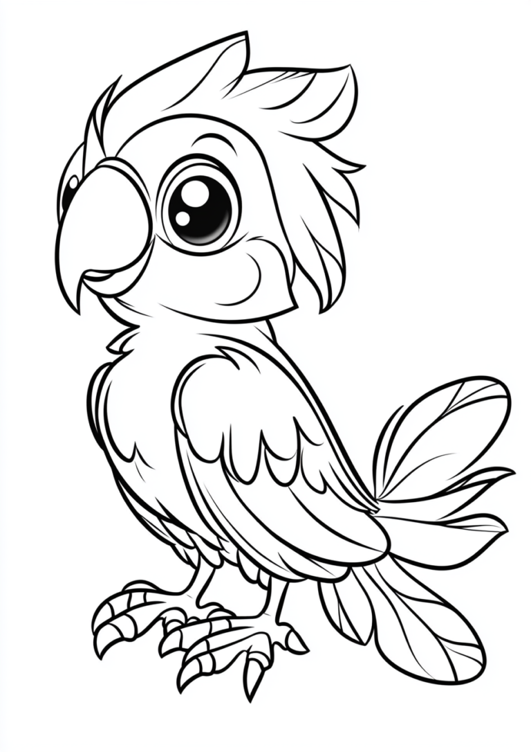 Dibujo de una adorable cacatúa para colorear