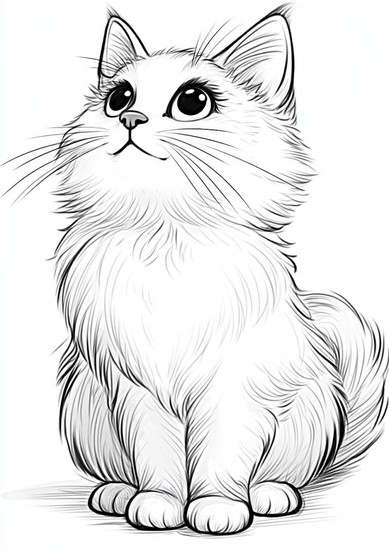 Dibujo para colorear de un gato persa