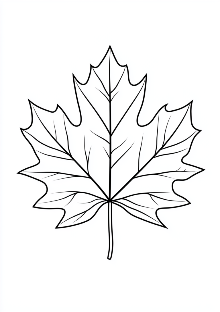 Dibujo de una hoja para imprimir y colorear