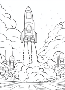 Nave espacial despegando