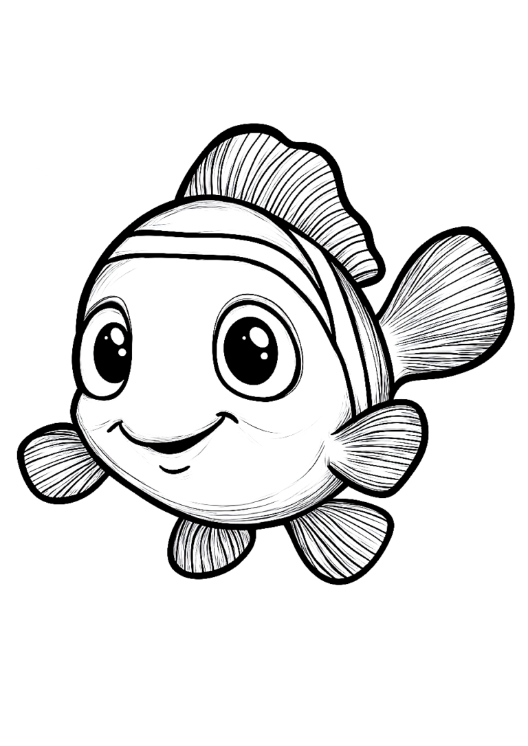 Dibujo de un bonito pez para imprimir y colorear