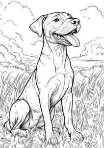 Perro sonriente en el campo