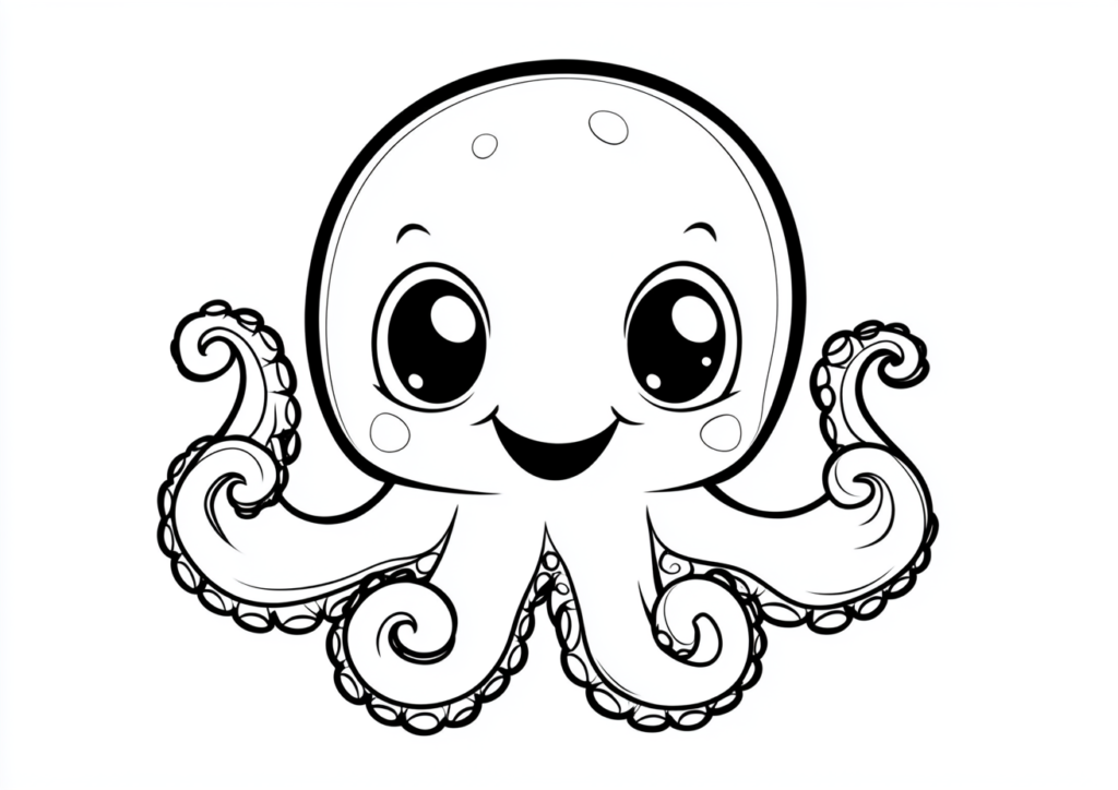 Dibujo de un pulpo adorable para colorear