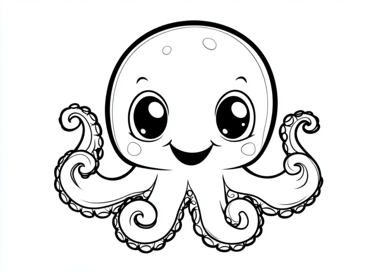 Dibujo de un pulpo adorable para colorear