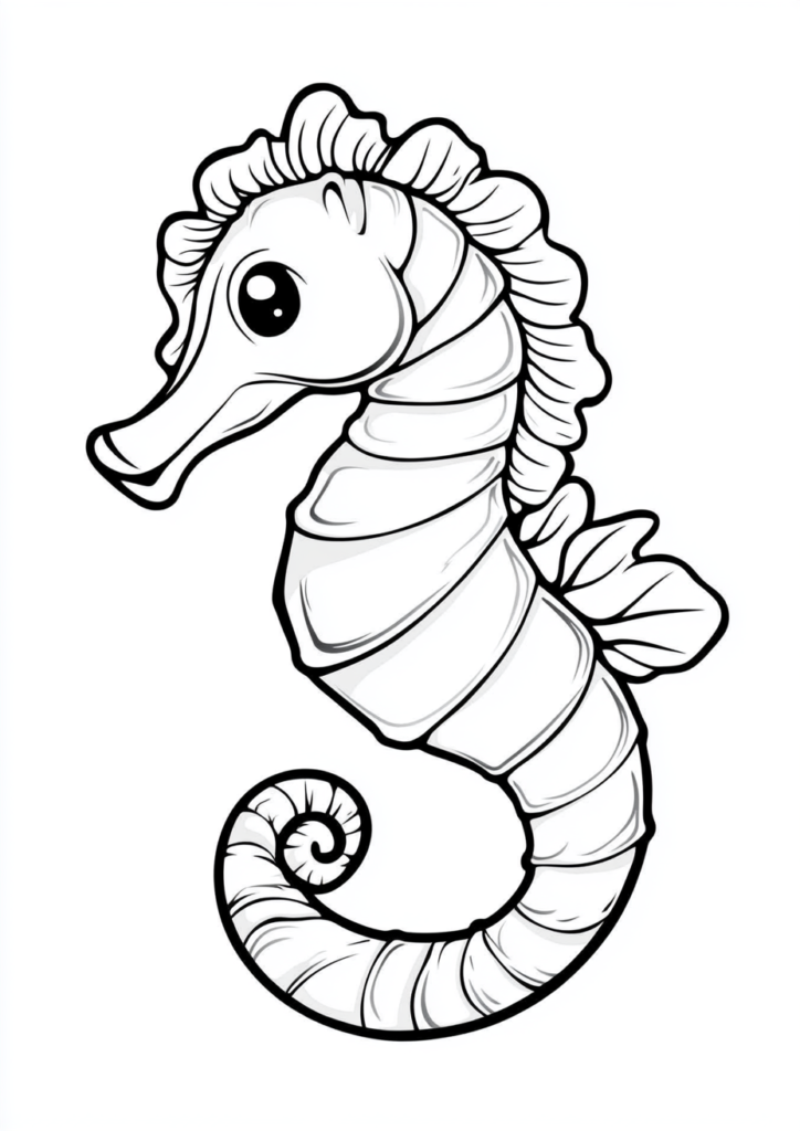 Dibujo para colorear de un caballito de mar