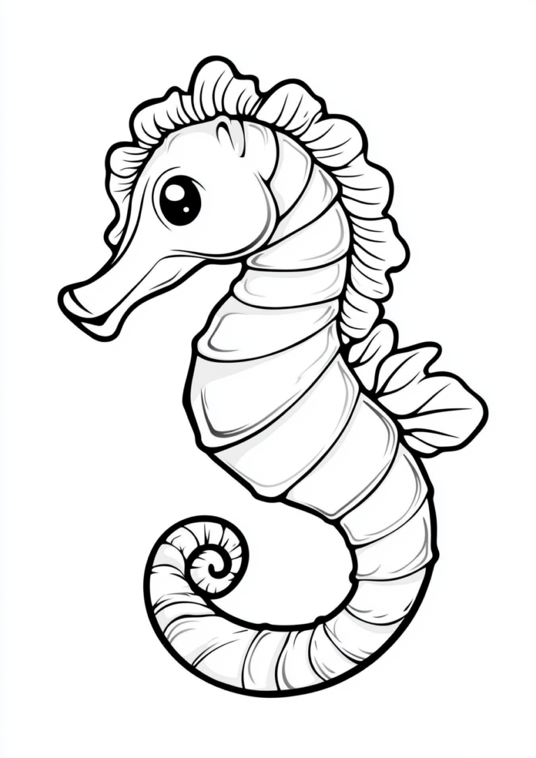 Dibujo para colorear de un caballito de mar