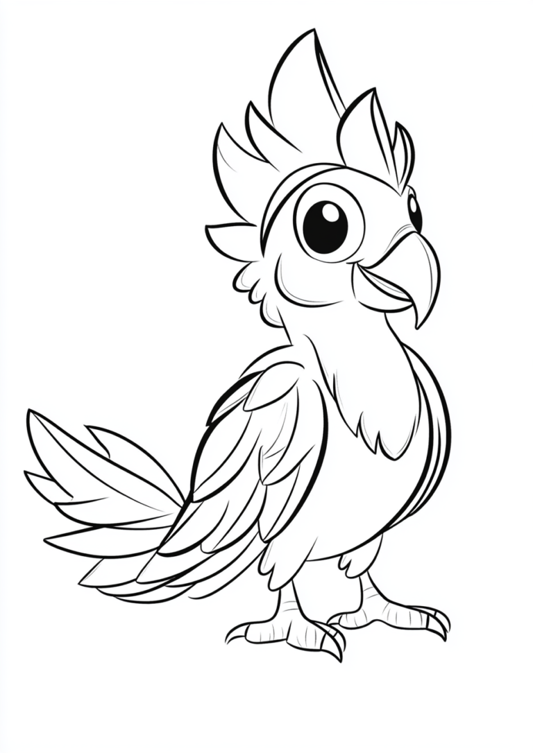 Dibujo para colorear de una adorable cacatúa