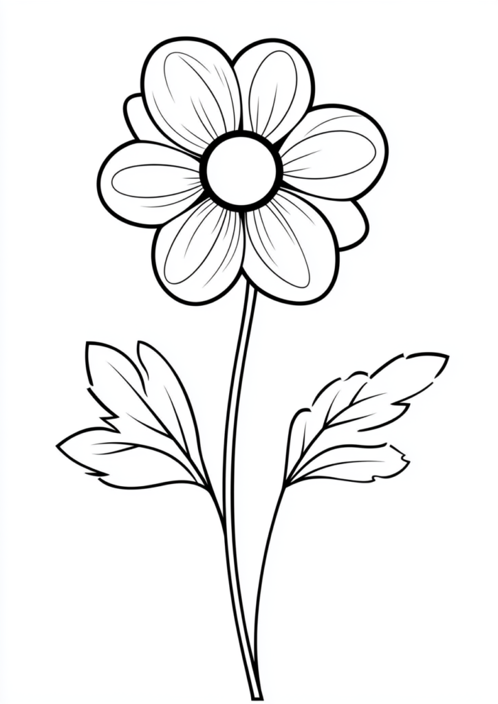 Dibujo para descargar, imprimir y colorear de una flor