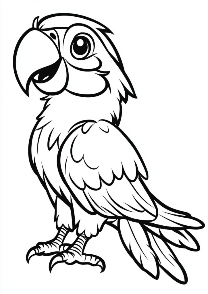 Dibujo de un loro para imprimir y colorear