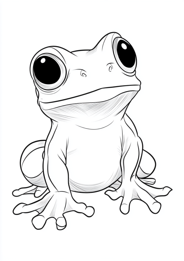 Dibujo de una rana para colorear. Dibujo sencillo e ideal para niños