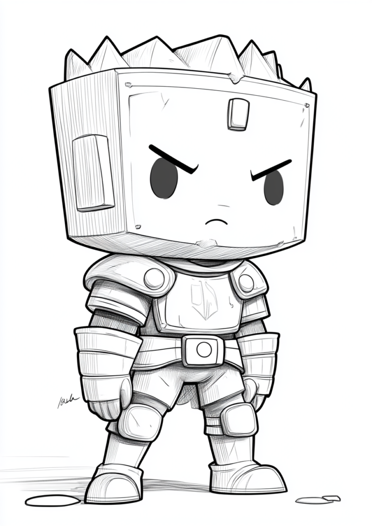 Dibujo para descargar e imprimir de un robot guerrero