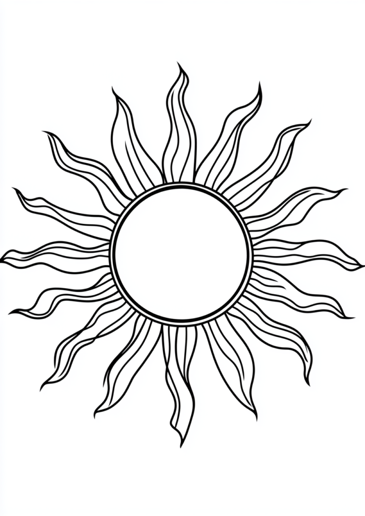 Dibujo para colorear de un radiante sol
