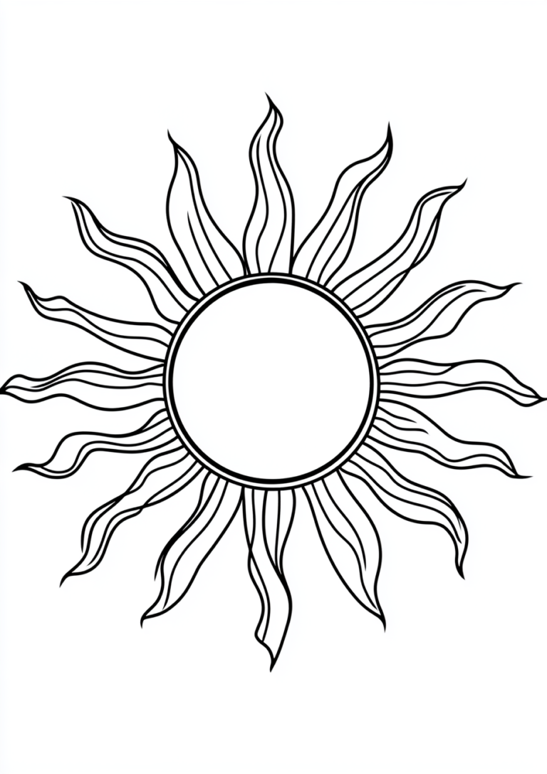 Dibujo para colorear de un radiante sol