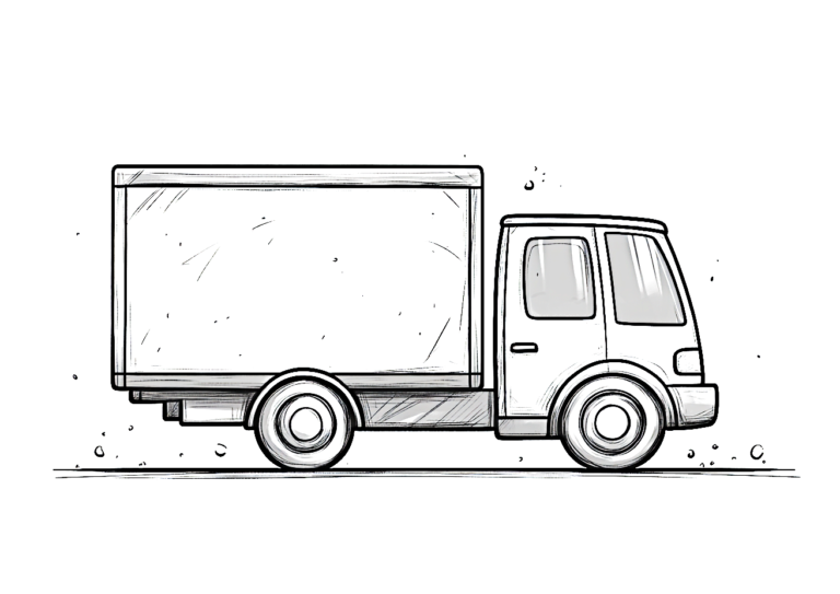 Dibujo de un camión para descargar y colorear sencillo