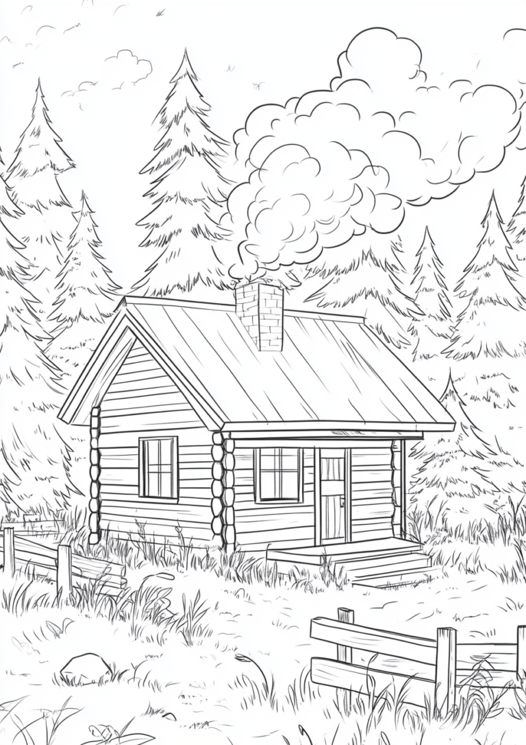 Dibujo de una casa en el campo para colorear