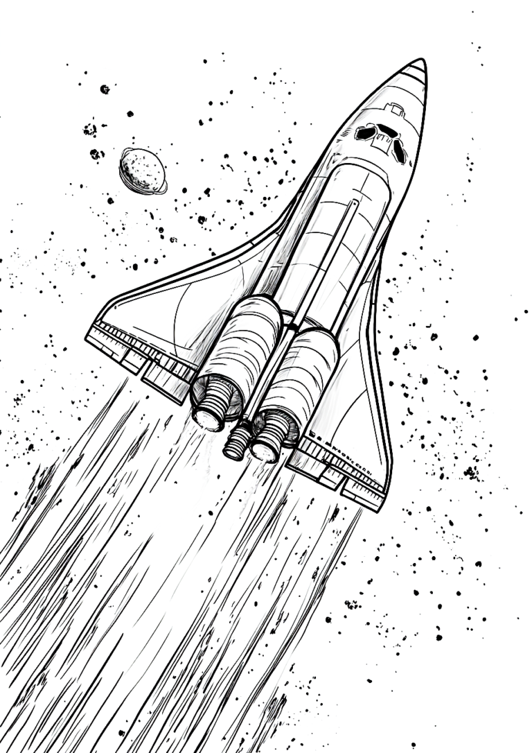 Dibujo para colorear de un cohete despegando