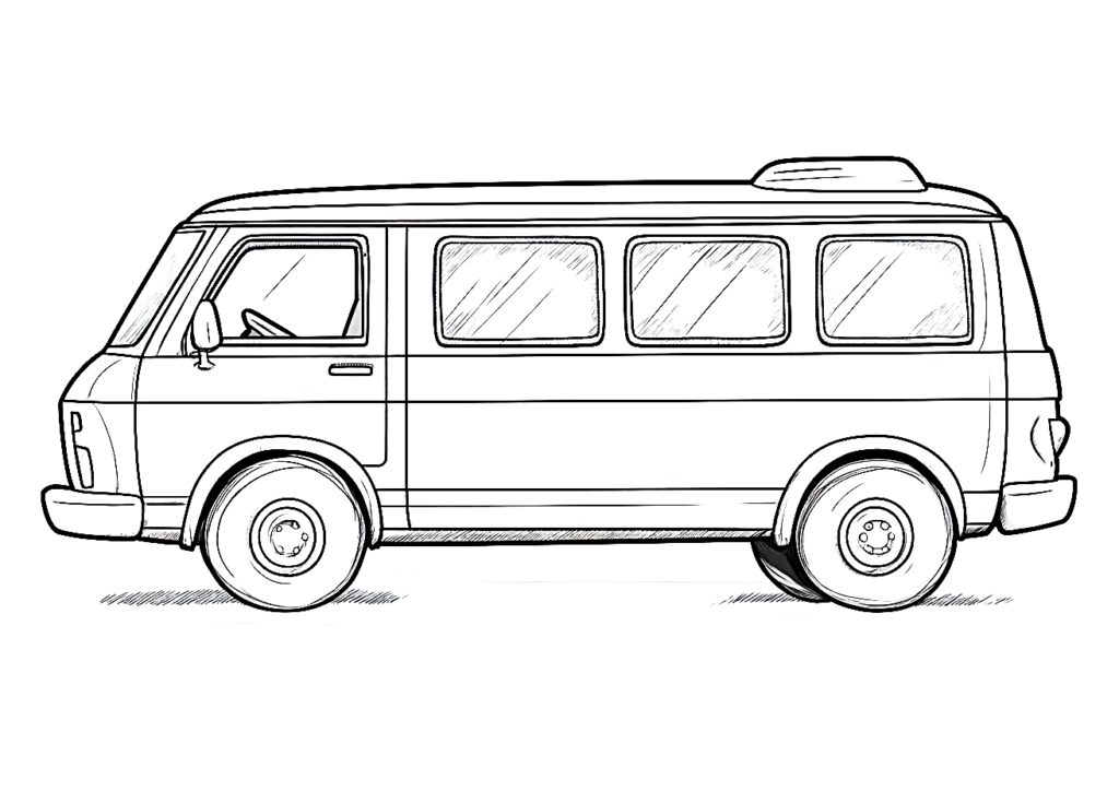 Dibujo para colorear sencillo de una furgoneta