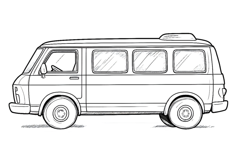 Dibujo para colorear sencillo de una furgoneta