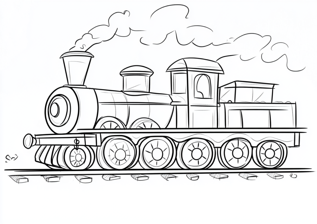 Dibujo para colorear sencillo de un tren