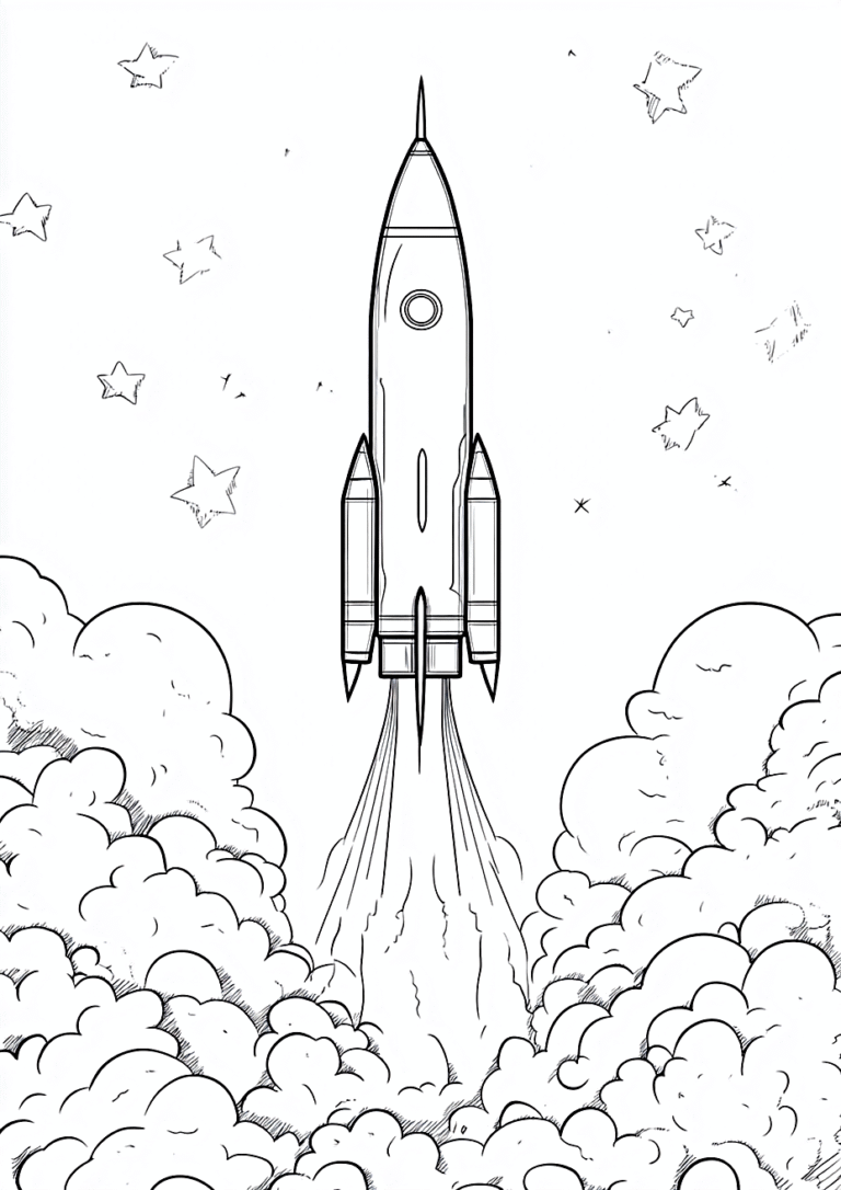 Dibujo de un cohete despegando para colorear