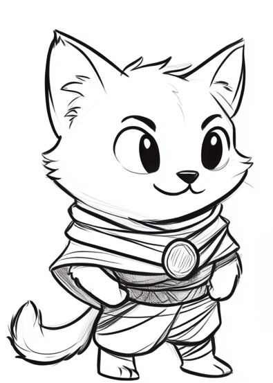 Dibujo para colorear de un gato guerrero