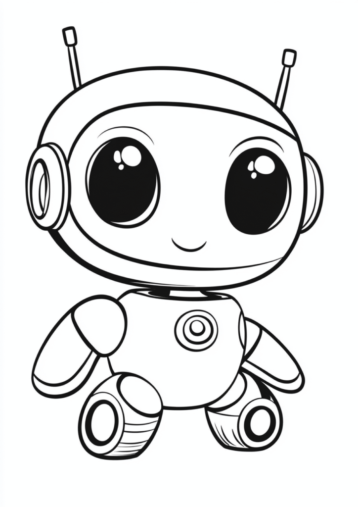 Dibujo para colorear de un adorable robot