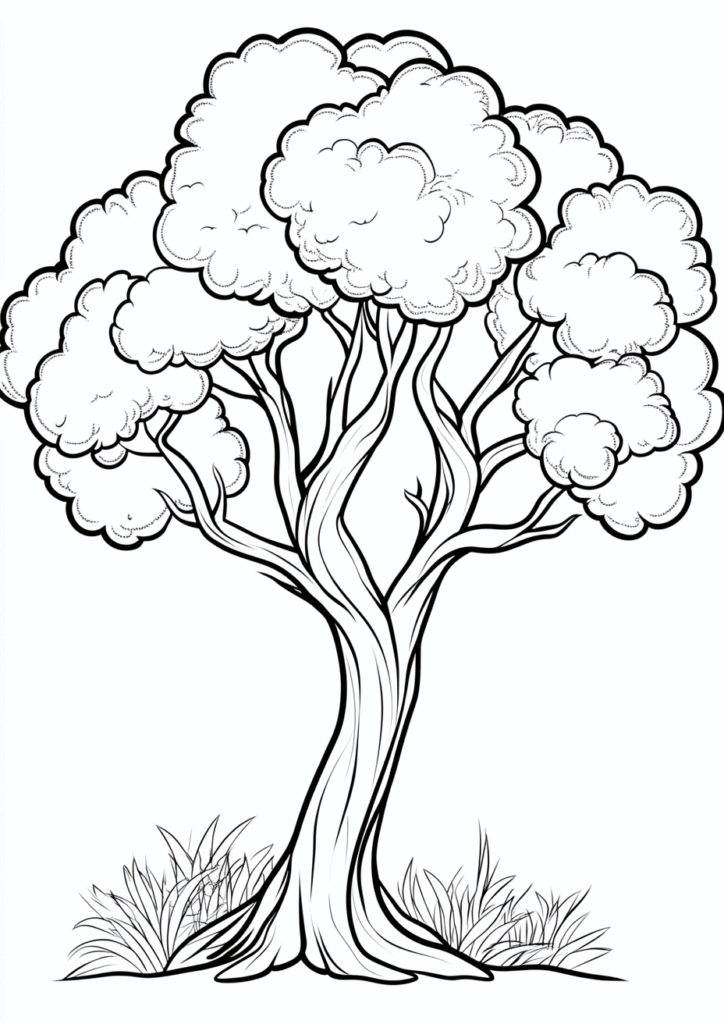 Dibujo sencillo de un árbol para descargar y colorear
