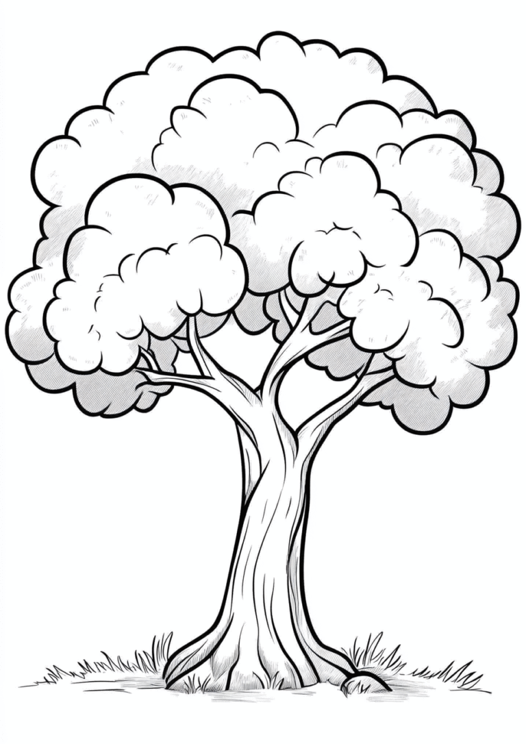 Dibujo sencillo de un árbol para colorear